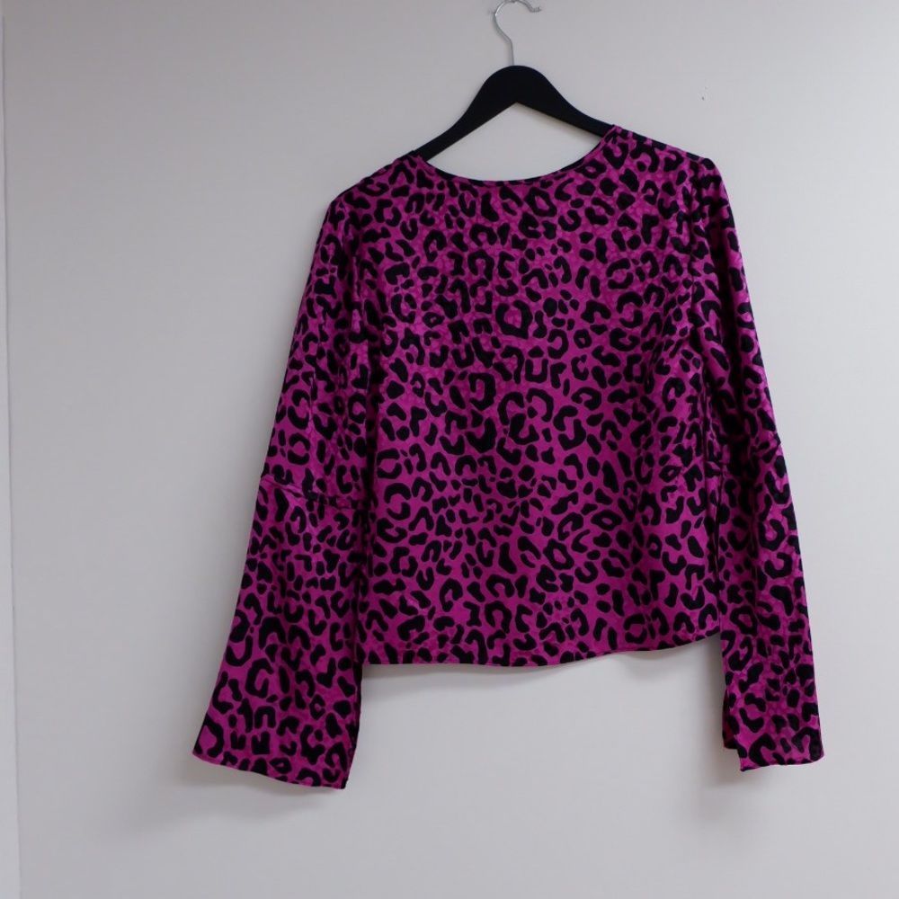 MILLY ITALIAN SILK LEOPARD PRINT MAGENTA BLOUSE NEW WITH TAGS ✨ - Picture 6 of 8